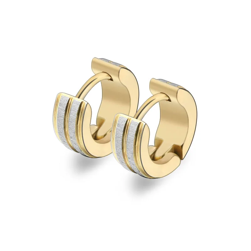 silver gold 1 пара, мужские маленькие креоловые серьги, обруч, беруши, титановая сталь, серебро, золото, 4 мм x 10,5 мм, антиаллергенные Панк ювелирные изделия - Окраска металла: silver gold