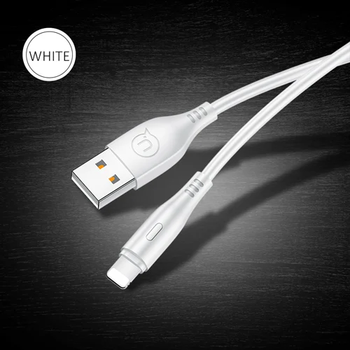White USAMS USB кабель для iPhone USB кабель 2A Быстрая зарядка USB кабель для iPhone Синхронизация данных для iOS 12 11 10 круглый шнур данных - Цвет: White