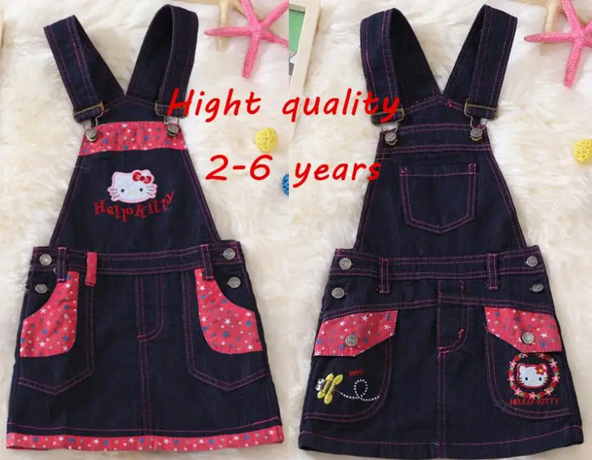 Джинсовое платье для маленьких девочек Детский сарафан повседневное джинсовое в