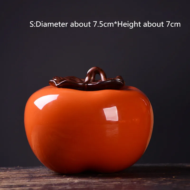 A Persimmon S Маленькие керамические баночки для хранения, пряность для чая, сахара, кофе, мини-ящик для хранения с крышками, Баночки, украшение для дома, кухни, многоцветный, 8 размеров - Цвет: A Persimmon S