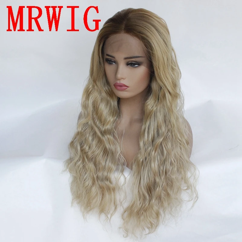 MRWIG длинный кудрявый коричневый/27 # mixed613 средняя часть короткие темные корни