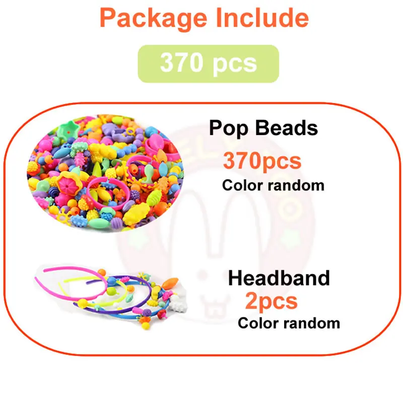 About 370pcs Diy Pop Beads Игрушки для девочек для творчества рукоделие Детские Поделки детские браслеты ювелирные изделия ручной работы Модный комплект игрушка для девочки подарок - Цвет: About 370pcs