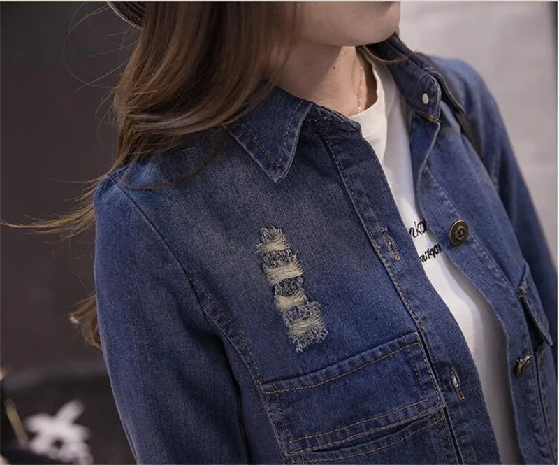 Женская джинсовая куртка OKXGNZ Весенняя свободная ковбойская средней длины