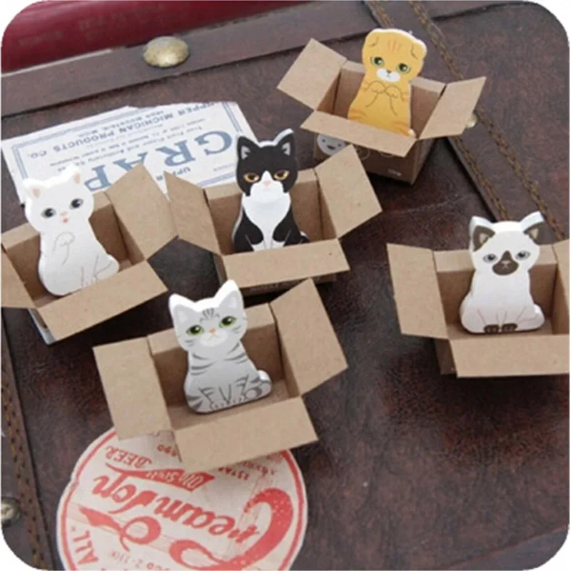 

2 Pcs/Lot Cute Cat Animal Paste Memo Pad Planner Sticky Notes Paper Sticker Kawaii Stationery Papeleria Office School Supplies