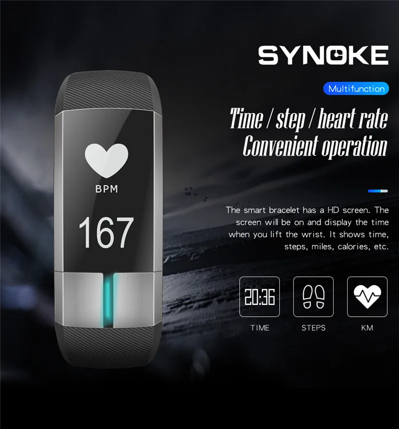 SYNOKE новые мужские женские наручные часы Bluetooth умные спортивные часы с контролем сердечного ритма спортивный режим Водонепроницаемый Фитнес