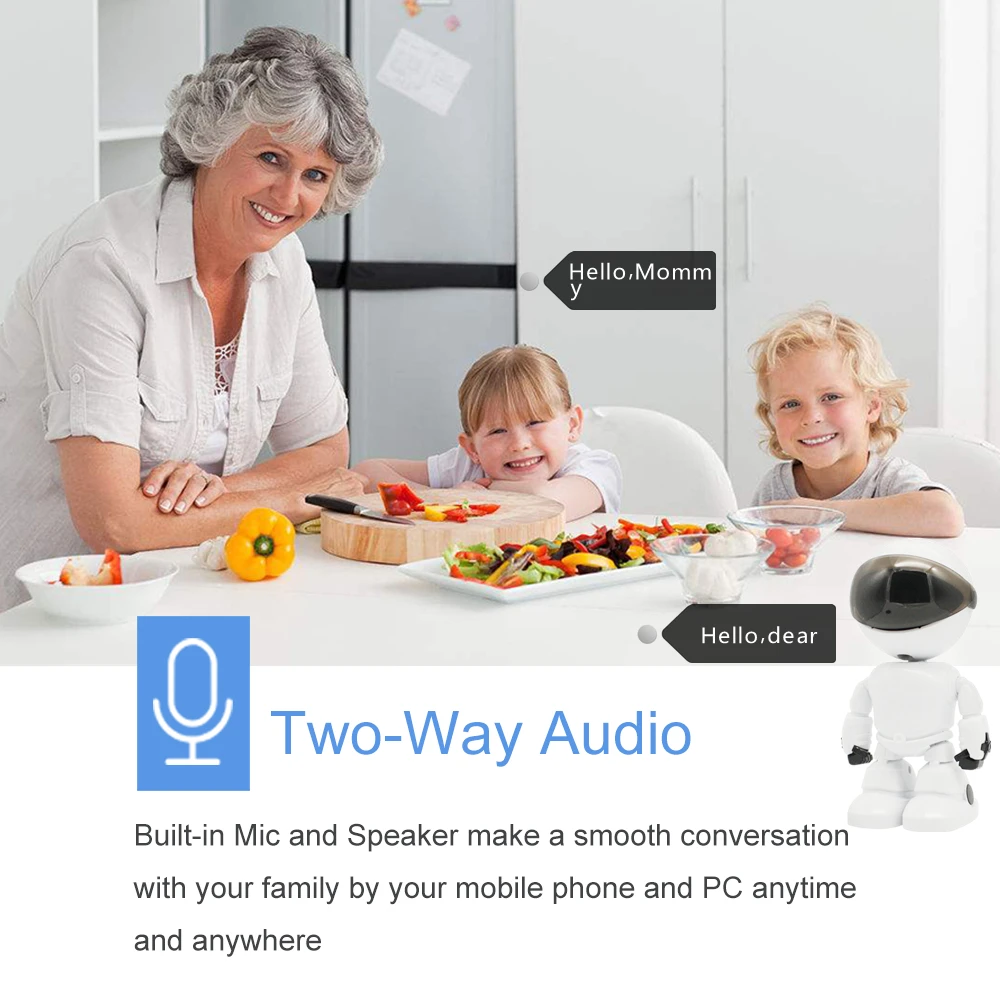 Робот Wi Fi камера HD 1080 P 2.0MP привод наклона и поворота беспроводной IP видеоняни