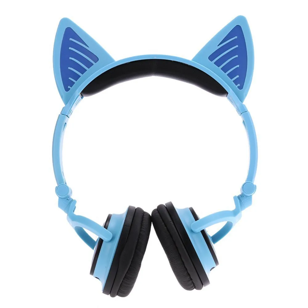 Новые милые кошачьи ушки, мигающие наушники, стерео Bluetooth наушники, косплей, Накладные наушники с шумоподавлением, складные для смартфона