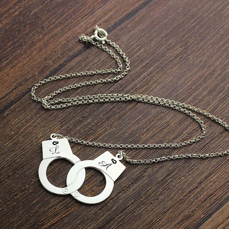 Женское ожерелье брелок из стерлингового серебра 925 ожерелье s бижутерия подвеска "наручники" Подвеска цепочка подарок для влюбленных