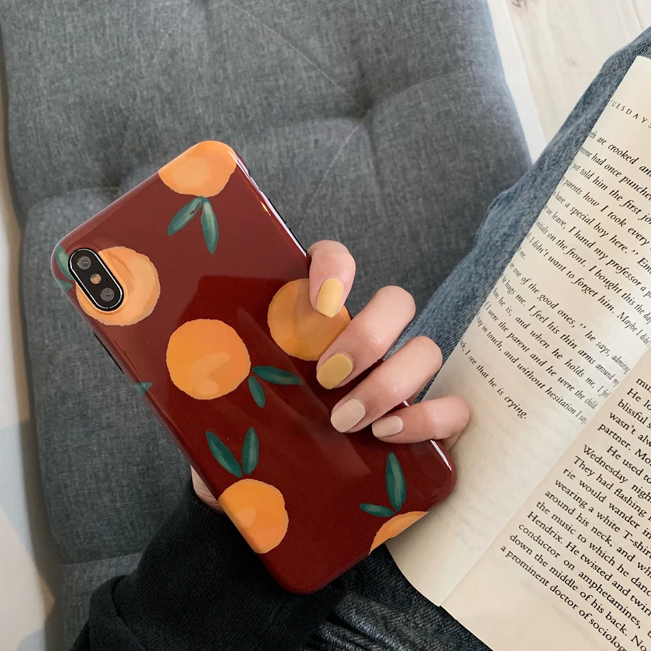 Ретро оранжевые чехлы для телефонов iphone 8 Plus 7 6 6S силиконовый чехол XS Max X XR