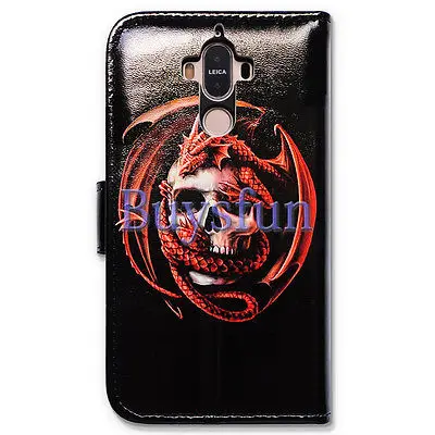 Bcov Бренд Череп Дракона Стиль Слот Для Карты Кожаный Бумажник Чехол Case Huawei Mate 9