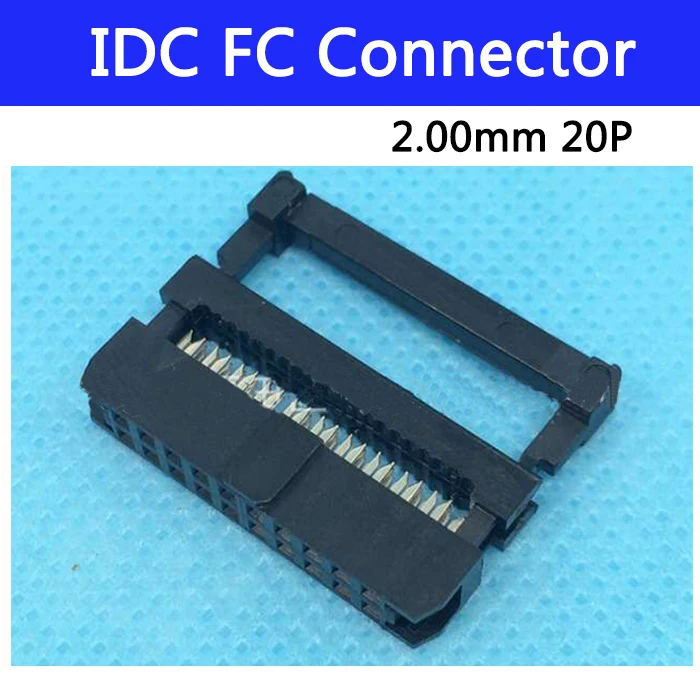 100 шт. 2,00 мм гнездо IDC гнездо FC 20P 20pin 2*10 прямоугольный разъем адаптер ленточный кабель 1,00 мм