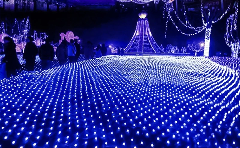 1,5 м X 1,5 м 96LED домашняя уличная Праздничная Рождественская декоративная Свадебная сетчатая гирлянда, сказочные гирлянды, полосы, вечерние светильник