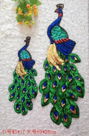 1 шт. большие блестки павлинье перо вышивка нашивки для одежды ткань аппликация