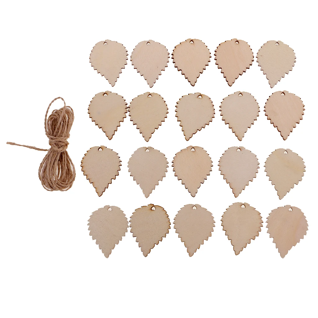 20 шт. деревянные бирки в форме листа резные висячие украшения | Дом и сад