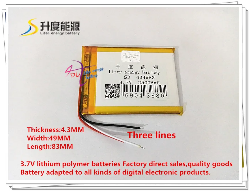 3 7 V 2500mAh 434983 полимерный литий ионный/литий ионный аккумулятор для power bank VR AR