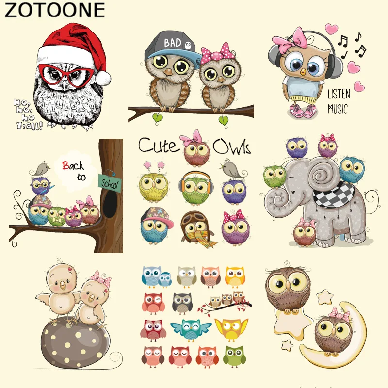 Патчи для детской одежды ZOTOONE с милой совой утюжок стираемые наклейки рисунками
