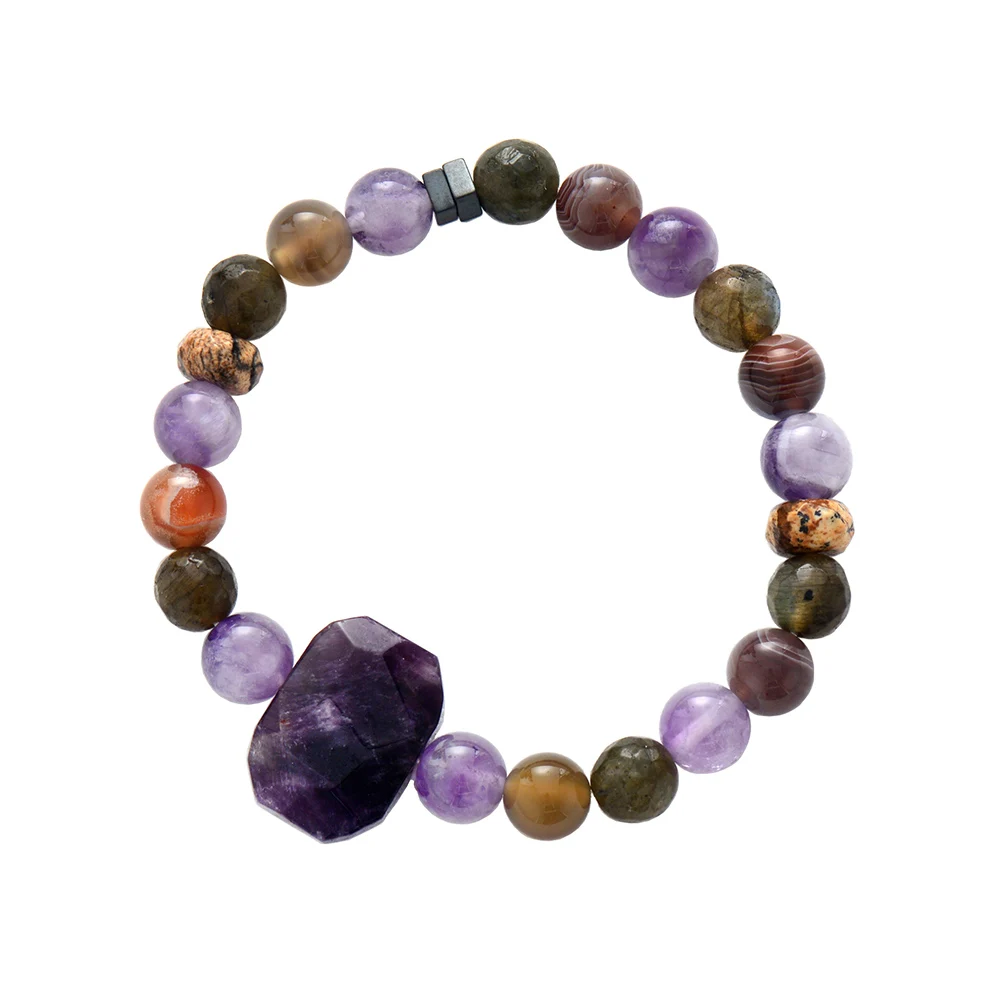 Высококачественные женские браслеты натуральные камни аметисты очаровательный