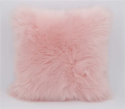 PINK Супер мягкая плюшевая декоративная подушка(не включает наполнение) искусственный мех домашний декор подушка белые розовые подушки 45X45 см - Цвет: PINK