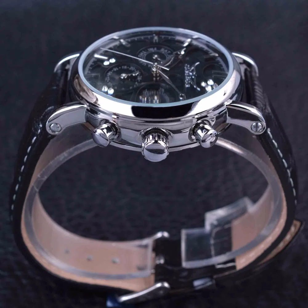 Мужские автоматические механические наручные часы Jaragar модные роскошные черные