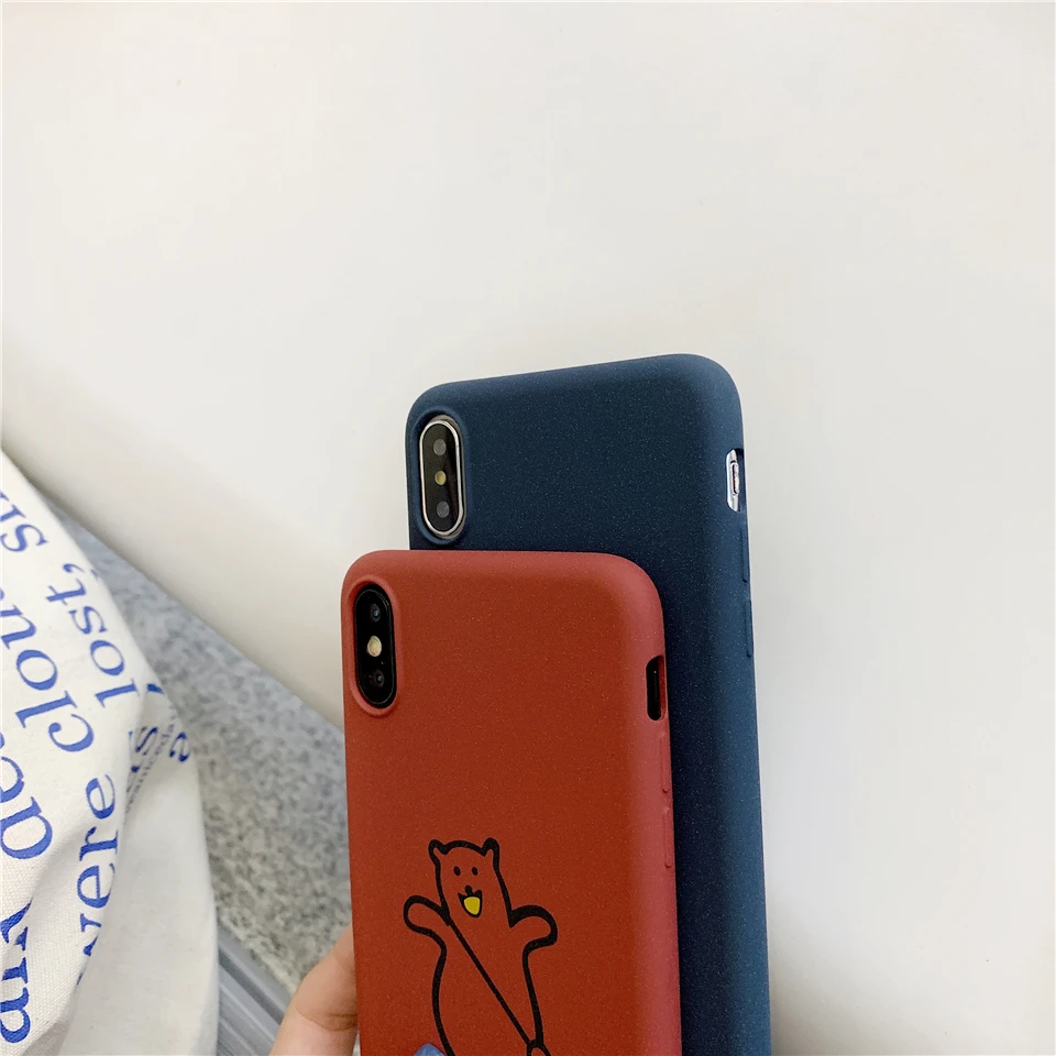 Матовый с милым рисунком медведя из мультфильма узор песком чехол для XiaoMi 9 SE Honor 8