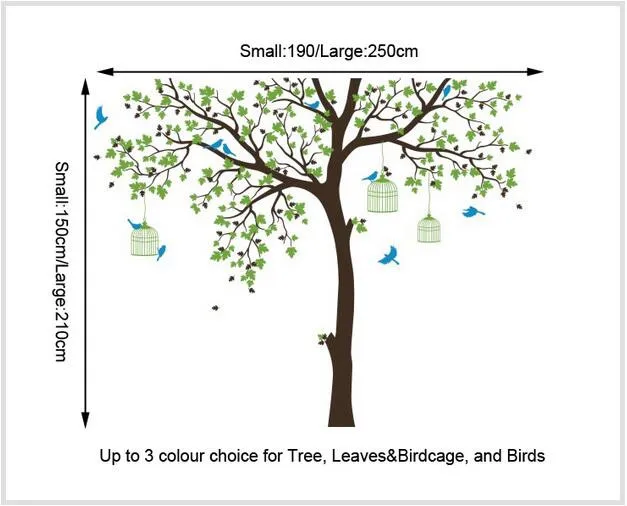 Bird Cage Tree Nursery Wall Stickers Removable Vinyl Decal Kids Baby RToom Decor Mural Children's Sticker | Дом и сад