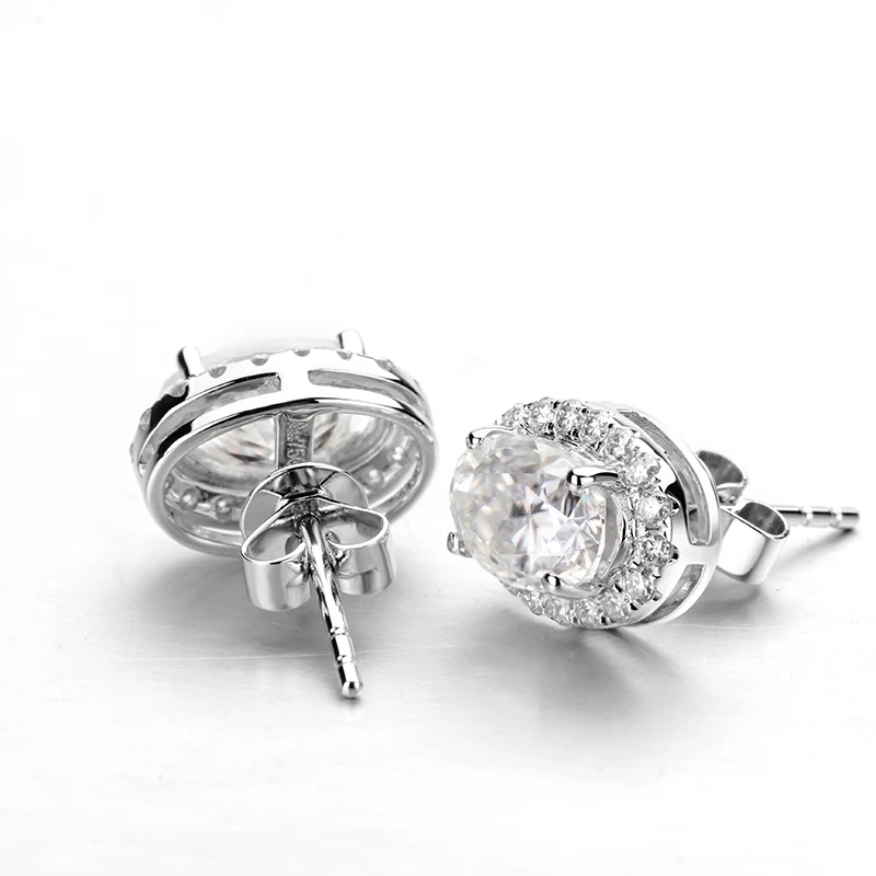 1 0 CT EF цветные прозрачные овальные серьги гвоздики с бриллиантами Moissanite 18 k белое