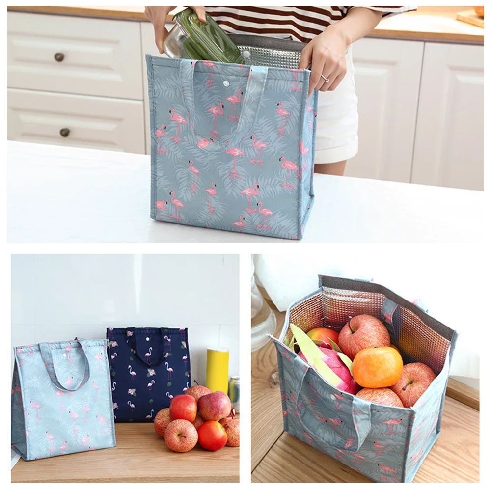 Сумки для ланча с принтом фламинго женщин детей пикника пляжа школы Портативная