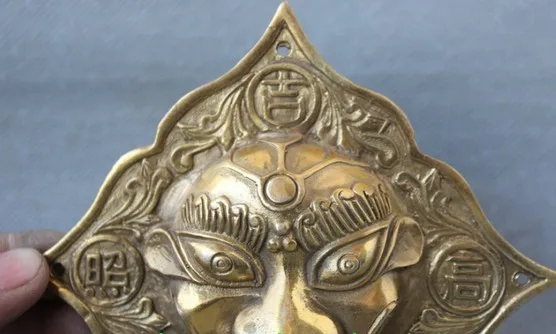 YM 308 7 "Китайский дворец латунный Fu Foo собака голова льва JiXingGaoZhao маска дверные