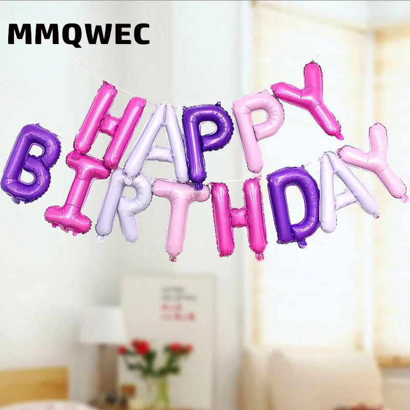 MMQWEC 13 шт./лот с днем рождения надувной Алфавит гелиевые буквы фольги шары подвесной баннер для вечеринки в честь Дня Рождения украшения Globos