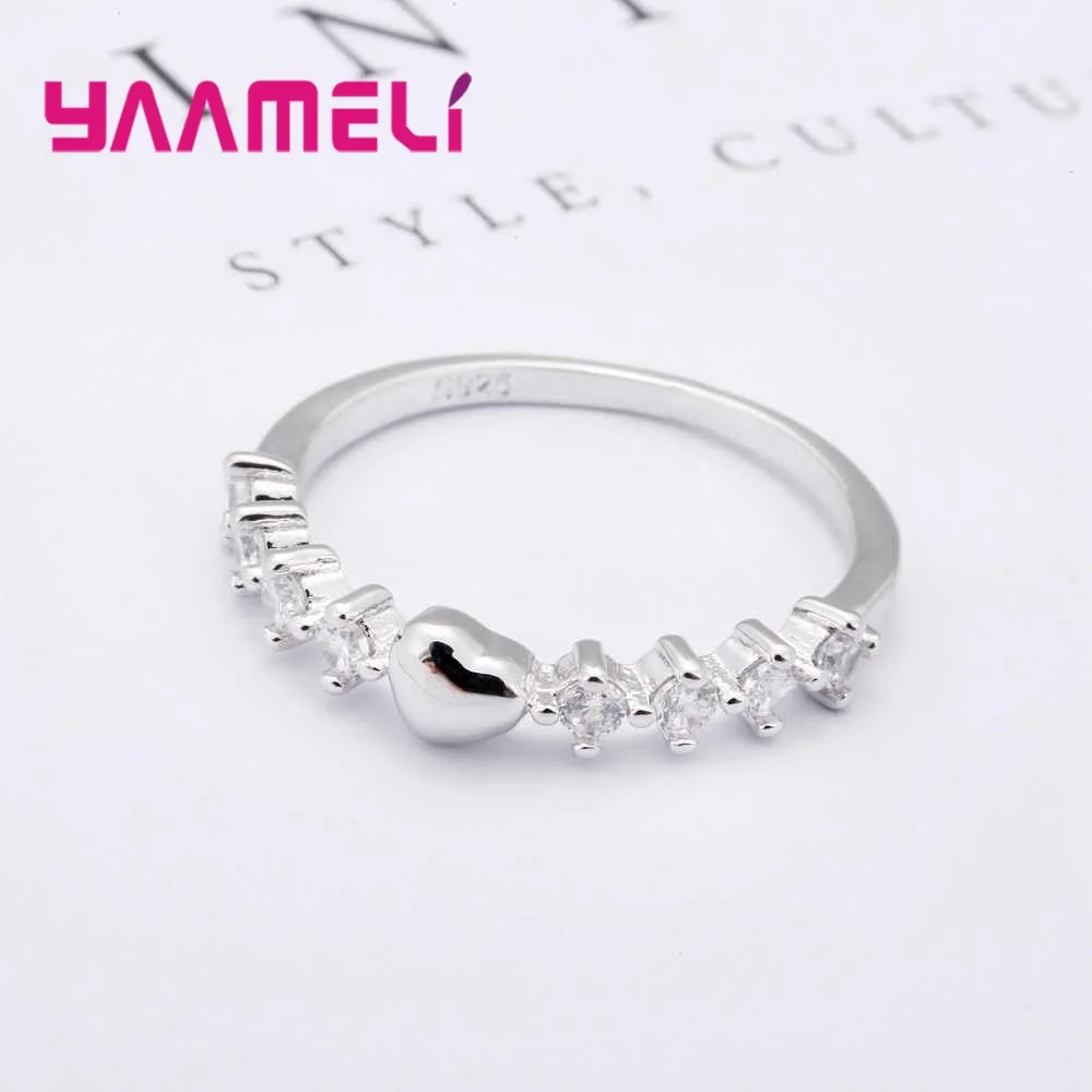 Женское кольцо с кристаллом в виде сердца из серебра 925 пробы|promise ring|cubic zirconiaring ring