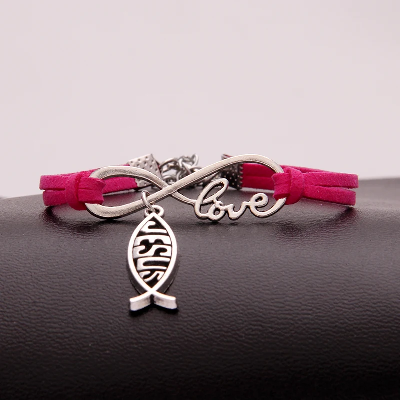 (12 шт./лот) Религиозный браслет Infinity Love винтажный ручной работы с подвеской в виде