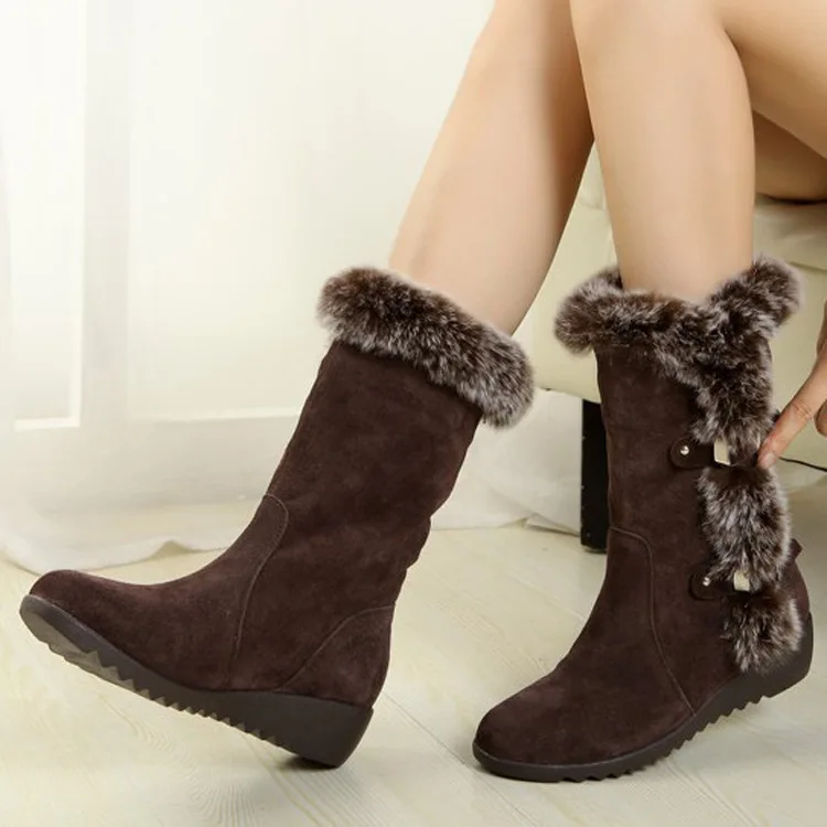 Women boots New Hot Boots Autumn Flock Winter Ladies Fashion Snow Shoes Thigh High Suede Mid-Calf size 35-42 | Обувь