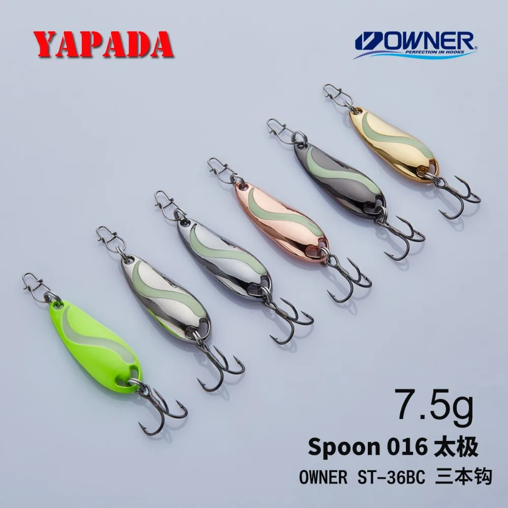 YAPADA ложка 016 TaiChi светящаяся 10 г/15 г владелец тройной крючок 49-54 мм многоцветный металлический цинковый сплав ложка рыболовные приманки