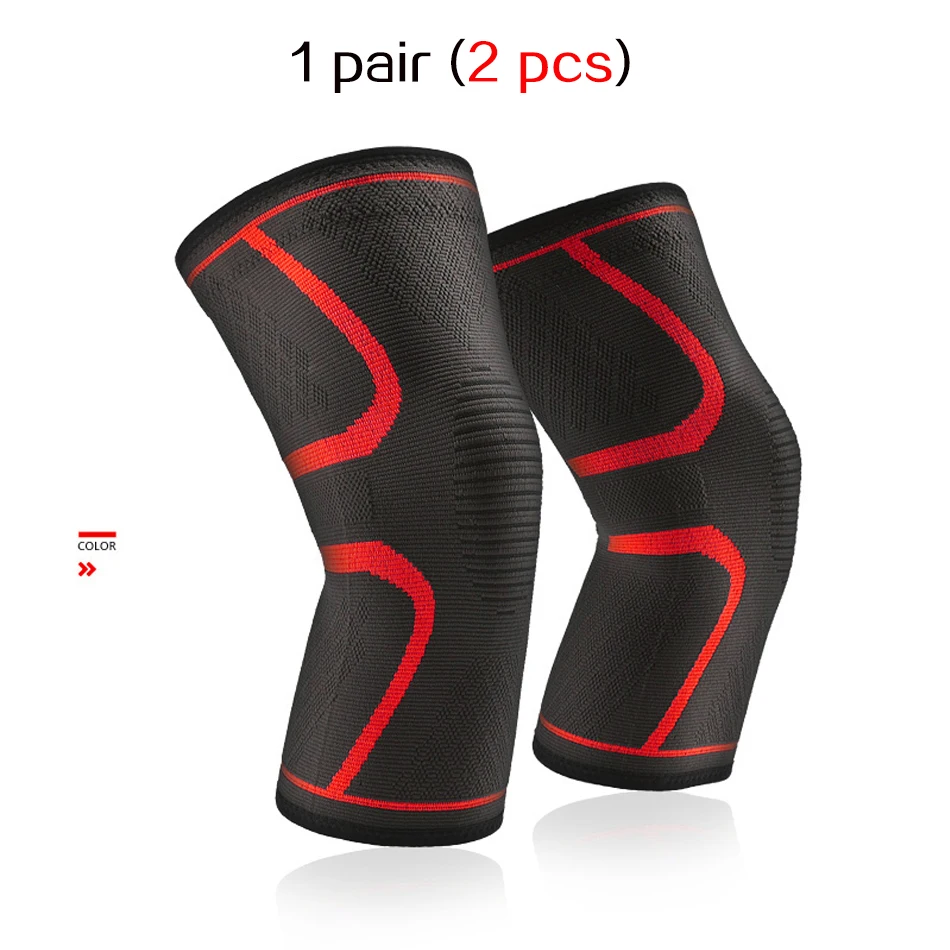 A Pair Red Стоящая 1 пара эластичные нейлоновые наколенники фитнес Защитное снаряжение спортивные наколенники коленный фиксатор поддержка для баскетбола волейбола - Цвет: A Pair Red
