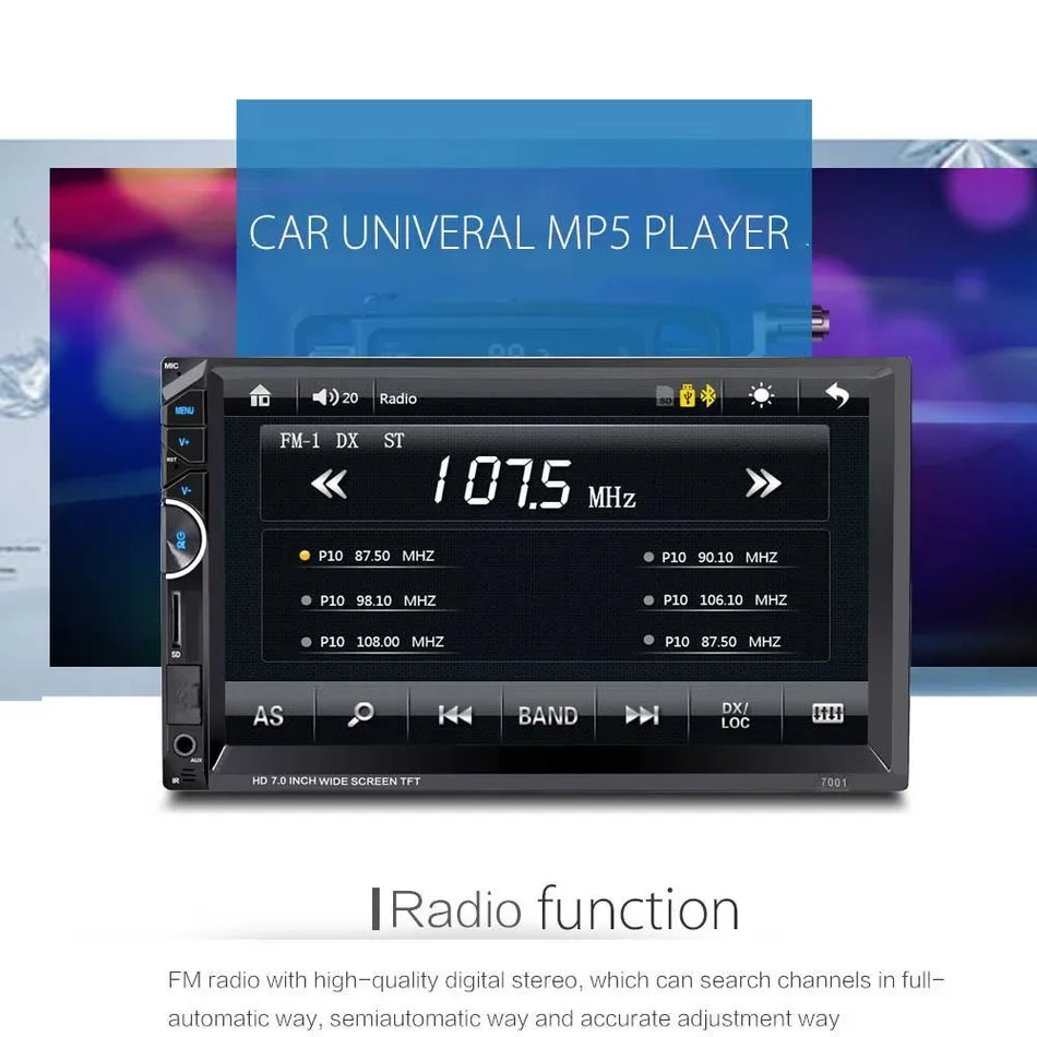 7 ''автомобильный 2din Радио видео Bluetooth MP5 плеер Авто FM RDS AUX USB HD 1080 P в тире с