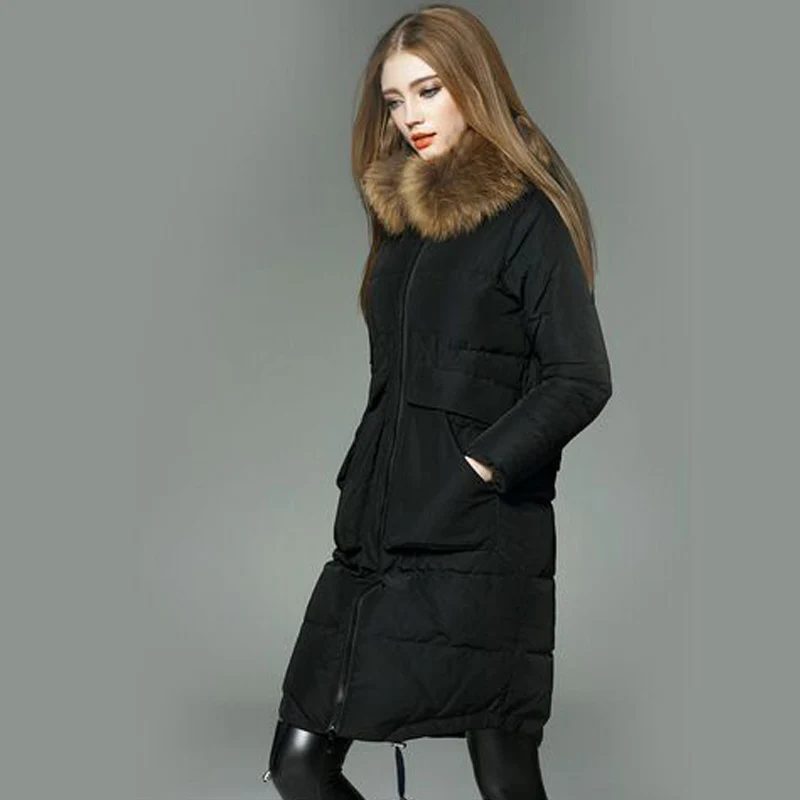 Зимняя куртка 2017 женская обувь Высокое качество Длинные из натуральной
