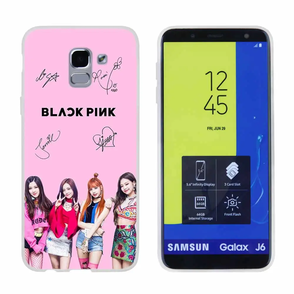 Blackpink черный, розовый для чехол для телефона samsung Galaxy j6 J8 J7 J5 J3 J4 Plus J610 Prime Мягкий силиконовый чехол - Цвет: Pattern06