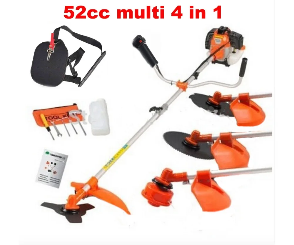 Multi powerful 52cc gasoline brush cutter 4 in 1 grass trimmer  strimmer cutter garden manual work tool