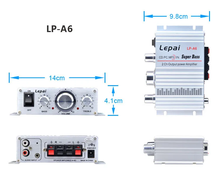 Ceny Lepy A6 Wzmacniacze 2x15W 2.0 Kanałowy Mini Stereo Klasa AB Dac Bas I Góra Regulacja DC 12V Dla Wzmacniacza Samochodowego