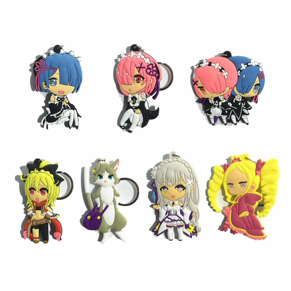 Фото Рем Рам Нацуки Субару Пак Беатриса Войлок аниме Re:Zero kara Hajimeru Isekai Seikatsu резиновый кавайный ПВХ брелок №1