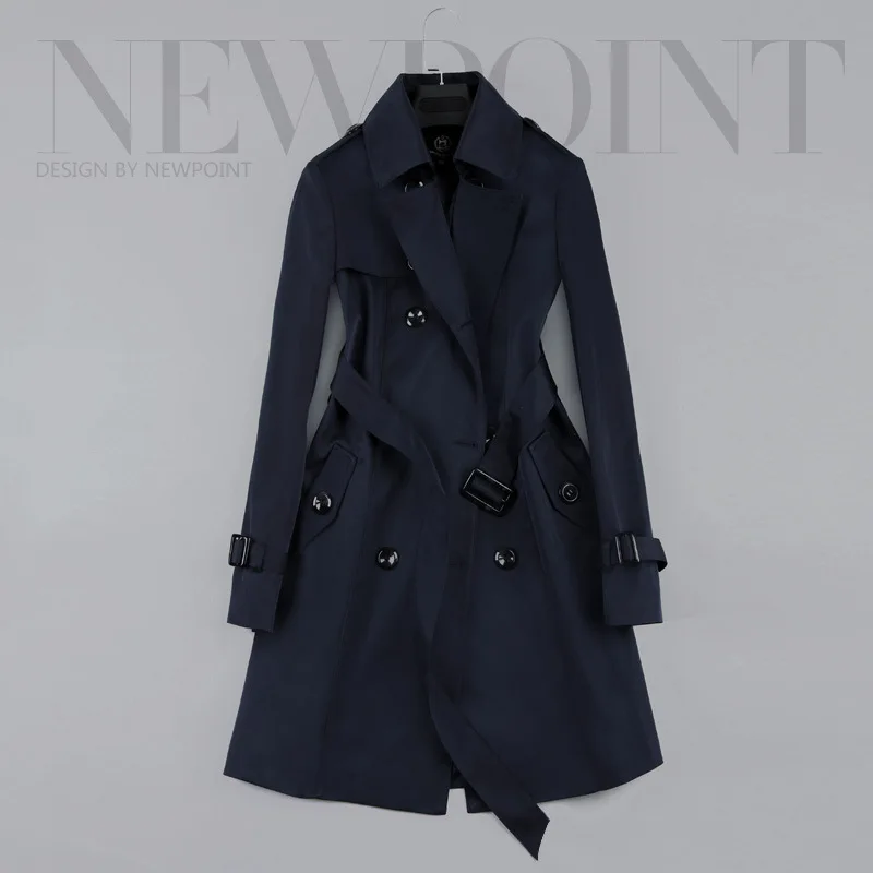 Тренч Женский классический двубортный средней длины весна/осень 2018|trench coat