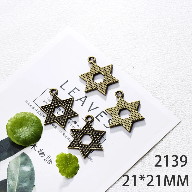 

21*21mm 6pcs Six-Pointed Star Alloy Pendant For Diy Jewelry Making 2 Colors Antique Silver Antique Bronze No.2139