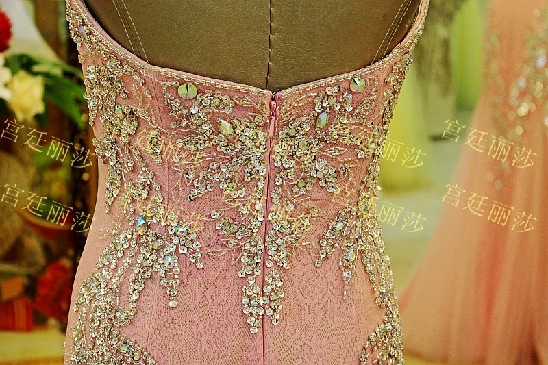 Роскошное корейское платье с кристаллами свадебное тостом вечернее розовое на