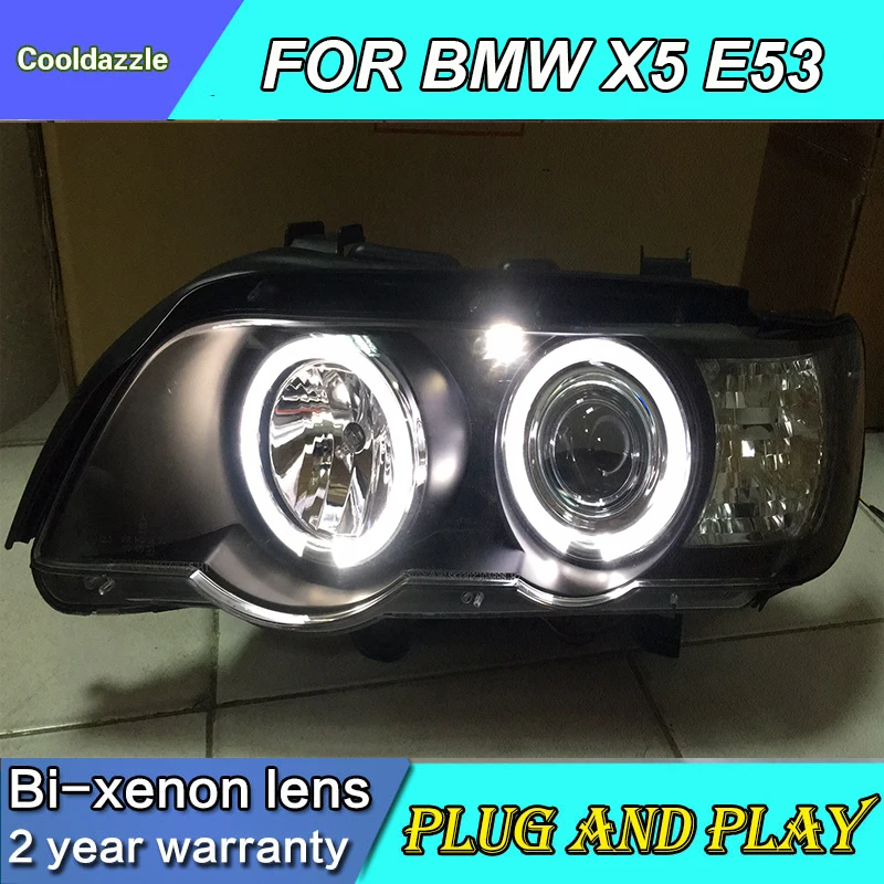 Для BMW X5 E53 светодиодные фары ангельские глазки 1999 2000 2001 2002 2003 года с комплектом HID