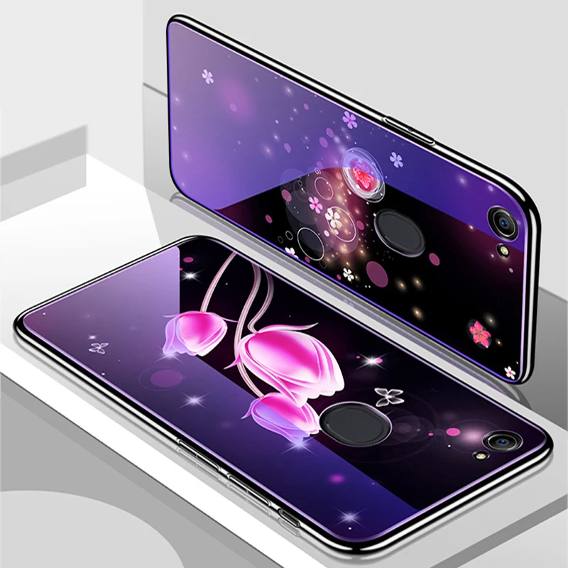 Чехол для OPPO F5 модный синий чехол из закаленного стекла F 5 OPPOF5 чехлы телефонов fundas