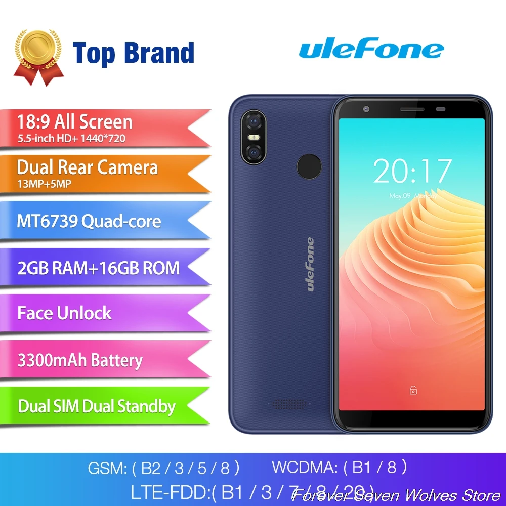 Ulefone S9 Pro 5 дюймов HD + мобильный телефон Android 8 1 MTK6739 четырехъядерный 2 Гб ОЗУ 16 ПЗУ 13