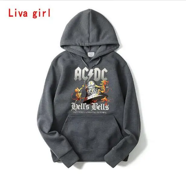 Новая флисовая куртка с капюшоном AC/DC ACDC черная длинными рукавами и принтом