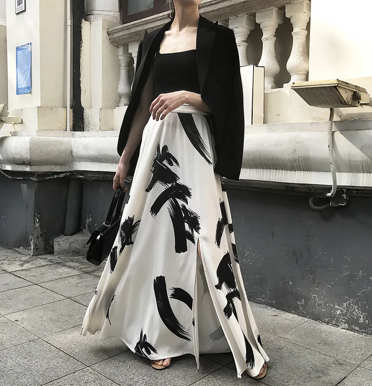 Женская длинная юбка из полиэстера летняя с принтом большие размеры Faldas Mujer Moda 2019