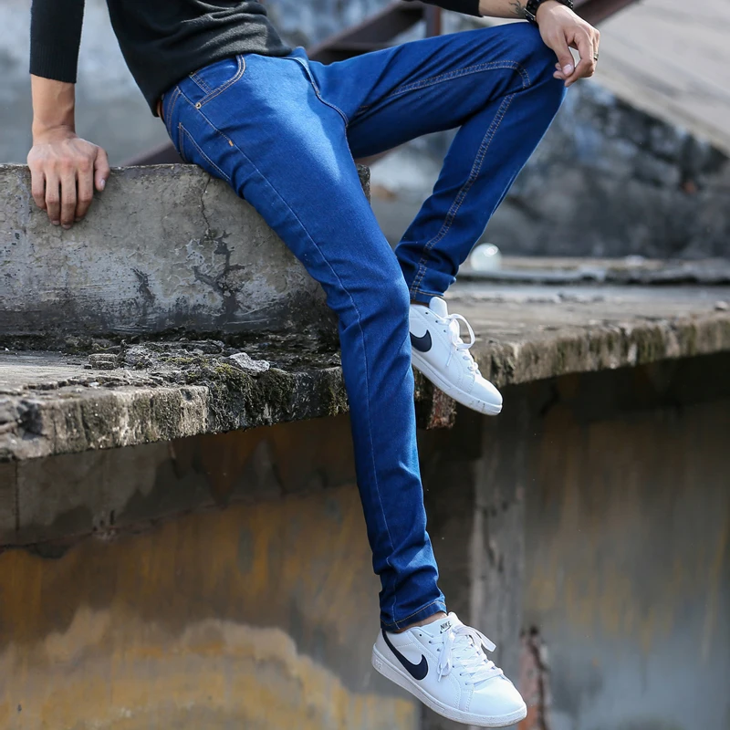 Летние тонкие Молодежные синие маленькие свежие мужские брюки весна-осень
