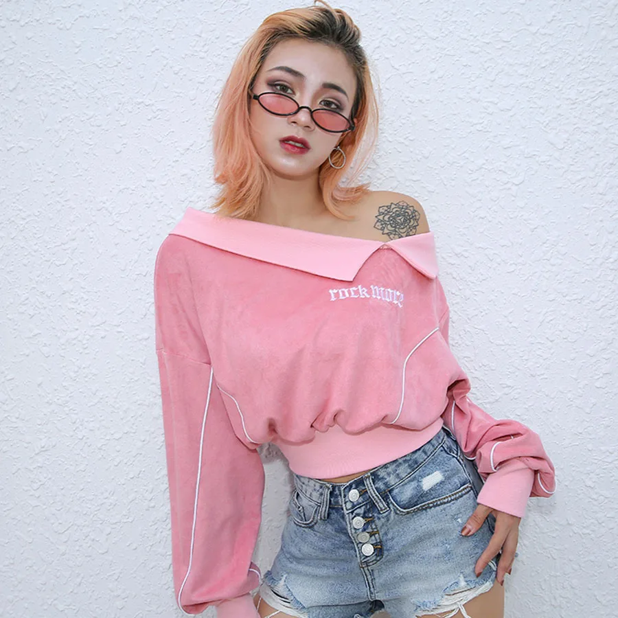 Розовый бархат с открытыми плечами Сейлор Мун Ropa Juvenil Mujer Пастельная одежда Harajuku